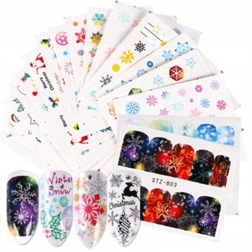 Рождественские наклейки для ногтей в виде снежинок D63