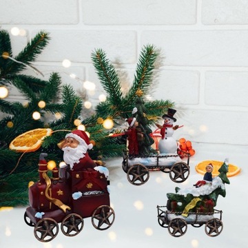 3 шт., Рождественский поезд, статуи Санта-Клауса, реквизит для вечеринки, Рождественский декор для рабочего стола