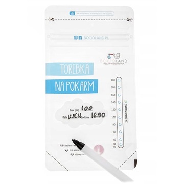 2x BOCIOLAND Woreczki Do Mrożenia Pokarmu Torebki Strunowe 200ml 60 szt