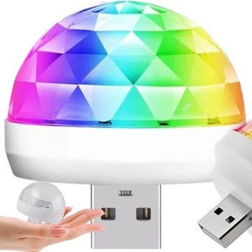 MINI KULA DYSKOTEKOWA LED DISCO RGB USB PROJEKTOR LAMPKA IMPREZOWA KOLOROWA