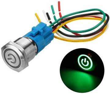 19mm Przełącznik 2V-24V LED samoblokujący zielony