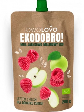 OWOLOWO MUS JABŁKOWO MALINOWY EKOLOGICZNY BIO BEZ DODATKU CUKRU 200g