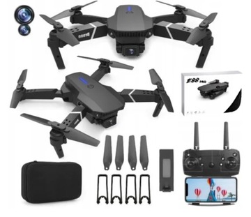DRON E88 PRO MAX 4K HD WiFi + ETUI + KAMERA LED 350M WIFI ZABAWKA ZAWIS