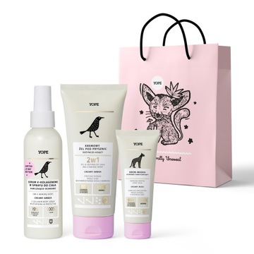 YOPE Zestaw kosmetyków CREAMY |żel |balsam |krem do rąk |torebka GRATIS