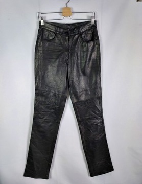 Skórzane spodnie z podszewką motocyklowe pas 75 cm