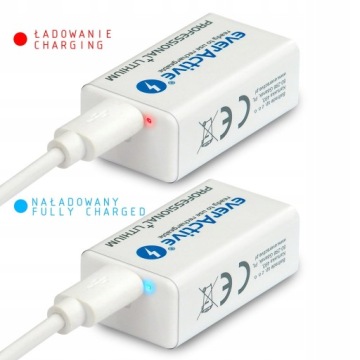 1 литий-ионный аккумулятор EverActive USB C, 500 мАч, 9 В/6F22