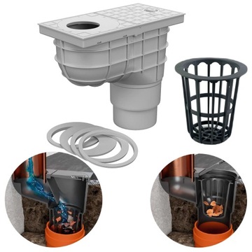 РЕЗЕРВУАР ДЛЯ ОЧИСТИТЕЛЯ ЖЕЛОБОВ Серый DRAIN Универсальный сифон 110/125 мм