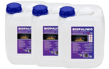 BIOETANOL BIOPALIWO BIO PALIWO NOWEJ GENERACJI DO BIOKOMINKA 3 POJEMNIKI 5L