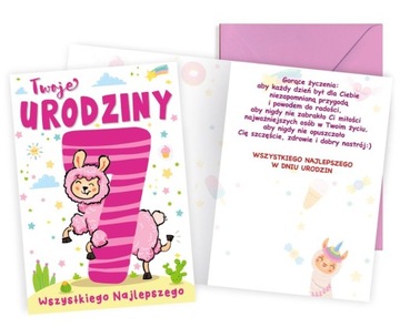Kartka Urodzinowa dla dziecka 7 Urodziny Kolorowa Cyfra, urodziny,różowa