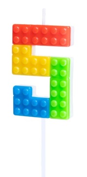 PP 5 Świeczka na Tort Klocki Cyfra 5 Urodziny