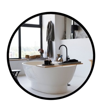 LUSTRO CZARNE OKRĄGŁE ŚCIENNE W RAMIE 60 CM LOFT