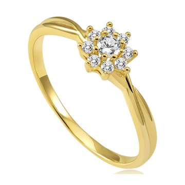 ЗОЛОТОЕ ОБРУЧАЛЬНОЕ КОЛЬЦО 585 14 К ЦИРКОНИЙ R15