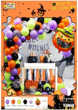 BALONY GIRLANDA ZESTAW BALONÓW NA HALLOWEEN CZARNE ZIELONE DYNIA DEKORACJE