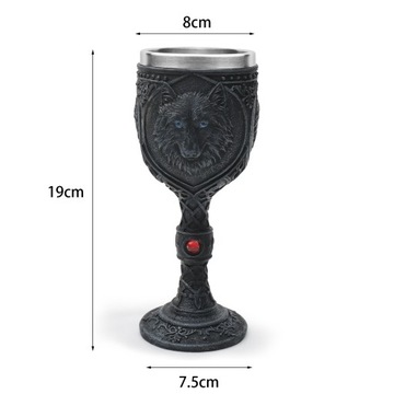 EPICKI KUFEL KIELICH MAGICZNY WILK STAL NIERDZEWNA 200ML LARP RPG
