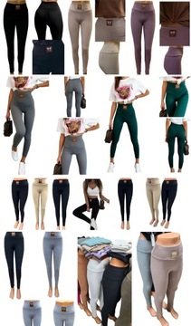 LEGGINSY ZŁOTE JASKÓŁKI PRĄŻKOWANE GETRY PTASZKI FITNESS PIMKO PRĄŻEK XL