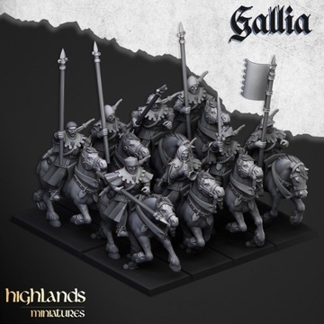 Gallia Mounted Men at Arms - x7+ x3 CMD - Highlands Miniatures - Druk 3D