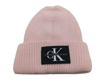 Calvin Klein Jeans, Czapka zimowa beanie, r. uniwersalny, różowa