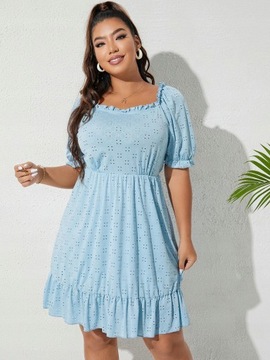 Оборки, рюши, короткие рукава 44 IC66109 *SHEIN BOHO АЖУРНОЕ ПЛАТЬЕ