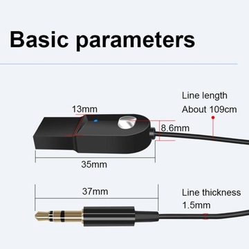 Аудиоадаптер USB 5.0, приемник AUX 3,5 мм