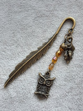 АНТИЧНАЯ ЗАКЛАДКА ЛИСТ СОВЫ ДУБ ЖЕЛУДЬ