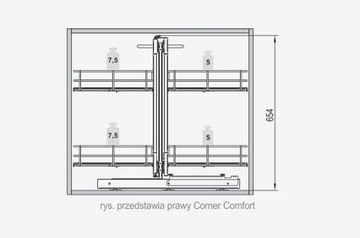 Корзина грузовая угловая Maxima Classic Rejs Magic Corner 1000 правая, графит