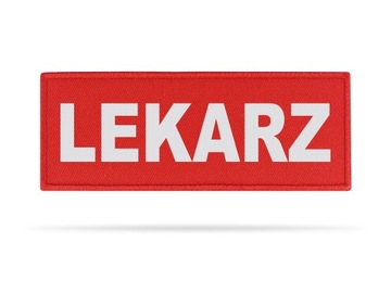 MAŁA NASZYWKA LEKARZ 13x5cm CZERWONA ODBLASKOWA