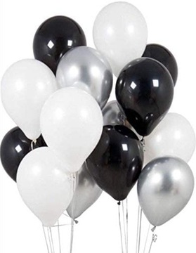 BALONY ZESTAW Black White Silver 24 szt.