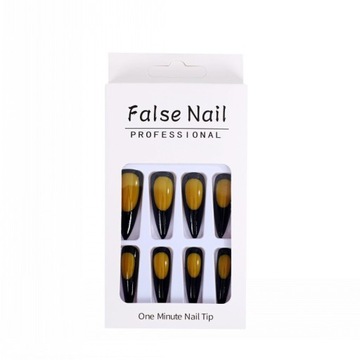 Желтый лед сквозь темноту Хэллоуина патч для ногтей Искусственные ногти