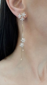 ДЛИННЫЕ СЕРЬГИ С ЦВЕТАМИ 9,5 СМ, ЗОЛОТАЯ СВАДЬБА