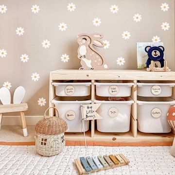 Наклейки на стену с белыми цветами/ромашками 50 шт.