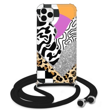 ETUI CROSSBODY BLACK do IPHONE 11 PRO Łatki Wzory