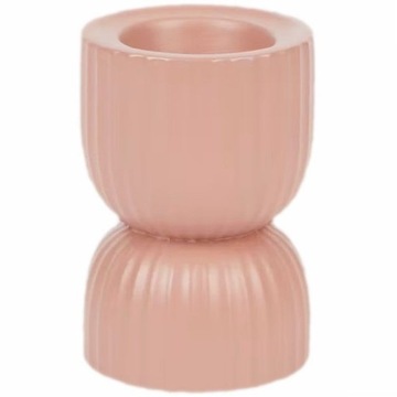 ŚWIECZNIK CERAMICZNY ŻEBROWANY KLEPSYDRA 2w1 RÓŻ