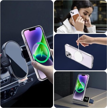 МАГНИТНЫЙ ЧЕХОЛ ДЛЯ MAGSAFE ДЛЯ IPHONE 13/14 ПРОЗРАЧНЫЙ УДАРНЫЙ ЧЕХОЛ + СТЕКЛО