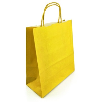 Torba torebka papierowa z uchwytem kraft 180x80x210 żółta 400szt.