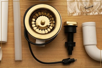 Сифон для мойки одинарной чаши, автоматический GOLD, 115 мм