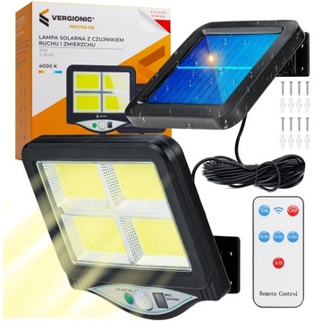Lampa solarna LED uliczna czujnik ruchu zmierzchu do ogrodu z pilotem