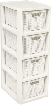 BRANQ - Regał łazienkowy - Rattan - 4x koszyki kosze - komoda słupek szafka