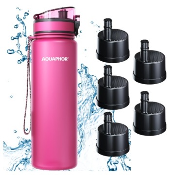 Filtrační láhev Filtr Lahev Na Pití Aquaphor City 800 ml Růžová 5 náplní