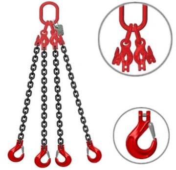 Строп цепной 4С 2,36Т 1м + укороченное композитное звено + крюк 80 класса