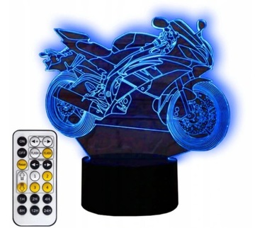 Lampka Nocna 3D LED MOTOR MOTOCYKL NINJA + PILOT