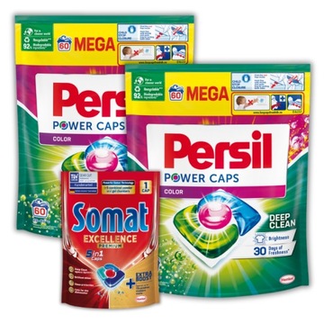 2X KAPSUŁKI DO PRANIA KOLORÓW PERSIL POWER CAPS 120 PRAŃ OCHRONA KOLORU