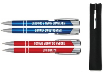 DŁUGOPIS Z GRAWEREM DWUSTRONNYM + ETUI RÓŻNE WZORY
