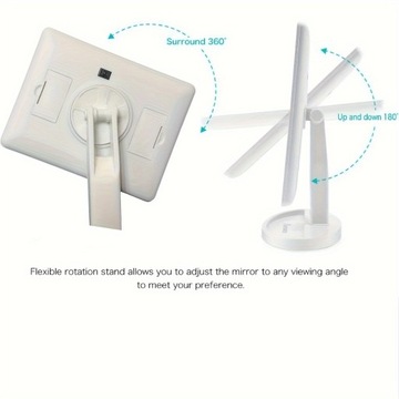 Зеркало для макияжа со светодиодной подсветкой на столе с сенсорным выключателем и подставкой, косметика с подсветкой