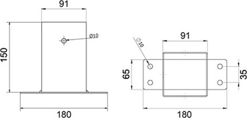 Соединитель настенно-поворотный 90х90 мм 90° серый