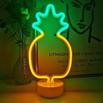 NEON LED DEKORACYJNY ANANAS OZDOBA multikolor USB/Baterie
