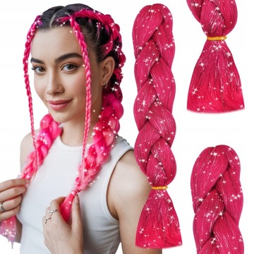 Набор синтетических волос с красочными блестящими косами, 6 шт., искусственные