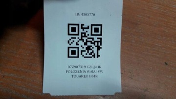 07Z907319 SENZOR POLOHY KLIKOVÉ HŘÍDELE VW TOUAREG I 04R