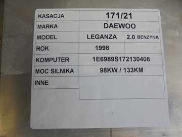 ŘÍZENÍ MOTORU DAEWOO OE 16238981