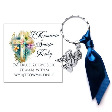 PODZIĘKOWANIE DLA GOŚCI UPOMINEK BRELOK ANIOŁEK KOMUNIA PAMIĄTKA