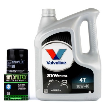 Olej syntetyczny Valvoline Synpower 10W40 4T 4L + filtr HifloFiltro HF